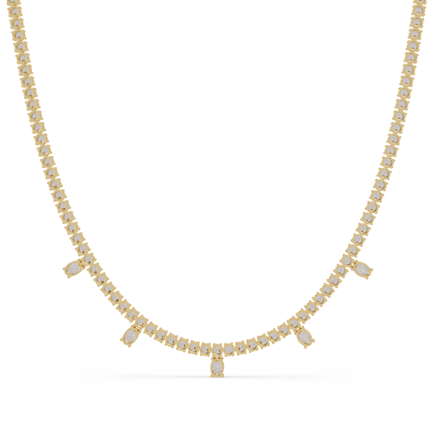 Round Lab-Grown Drop Tennis Diamond Necklace in Rose Gold - HIGHCARAT DIAMONDS