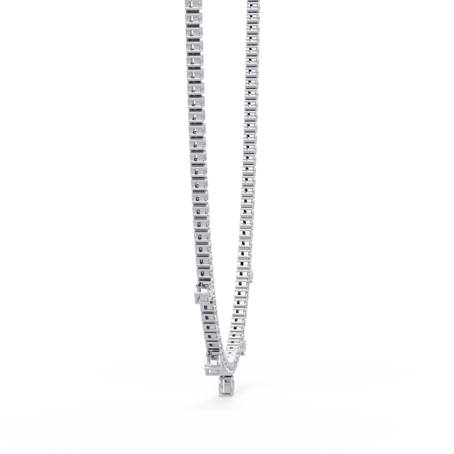 Round Lab-Grown Drop Tennis Diamond Necklace in Rose Gold - HIGHCARAT DIAMONDS
