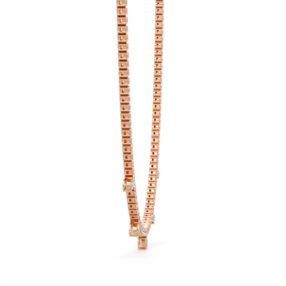 Round Lab-Grown Drop Tennis Diamond Necklace in Rose Gold - HIGHCARAT DIAMONDS