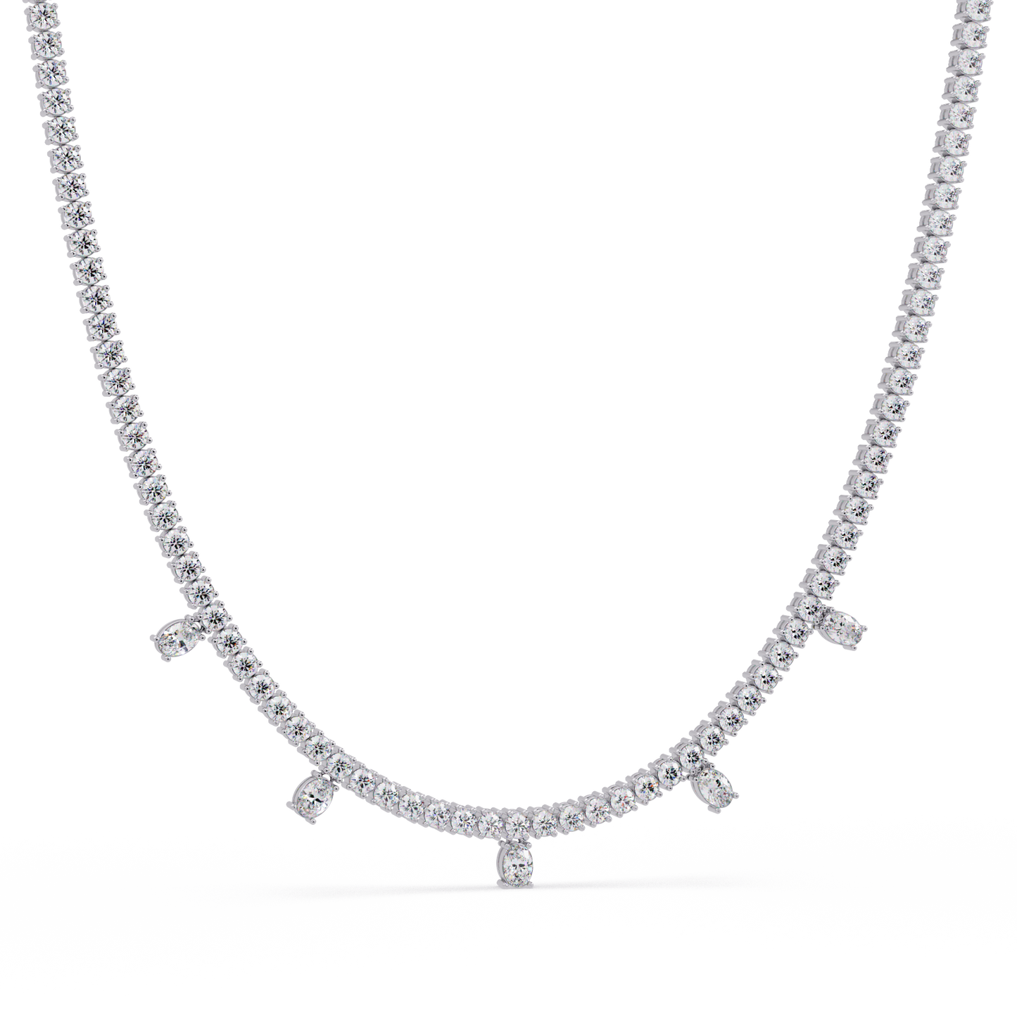 Round Lab-Grown Drop Tennis Diamond Necklace in Rose Gold - HIGHCARAT DIAMONDS