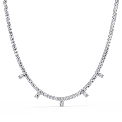 Round Lab-Grown Drop Tennis Diamond Necklace in Rose Gold - HIGHCARAT DIAMONDS