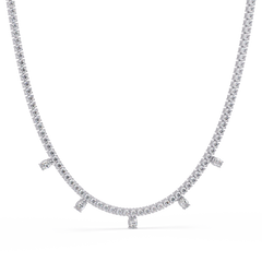 Round Lab-Grown Drop Tennis Diamond Necklace in Rose Gold - HIGHCARAT DIAMONDS
