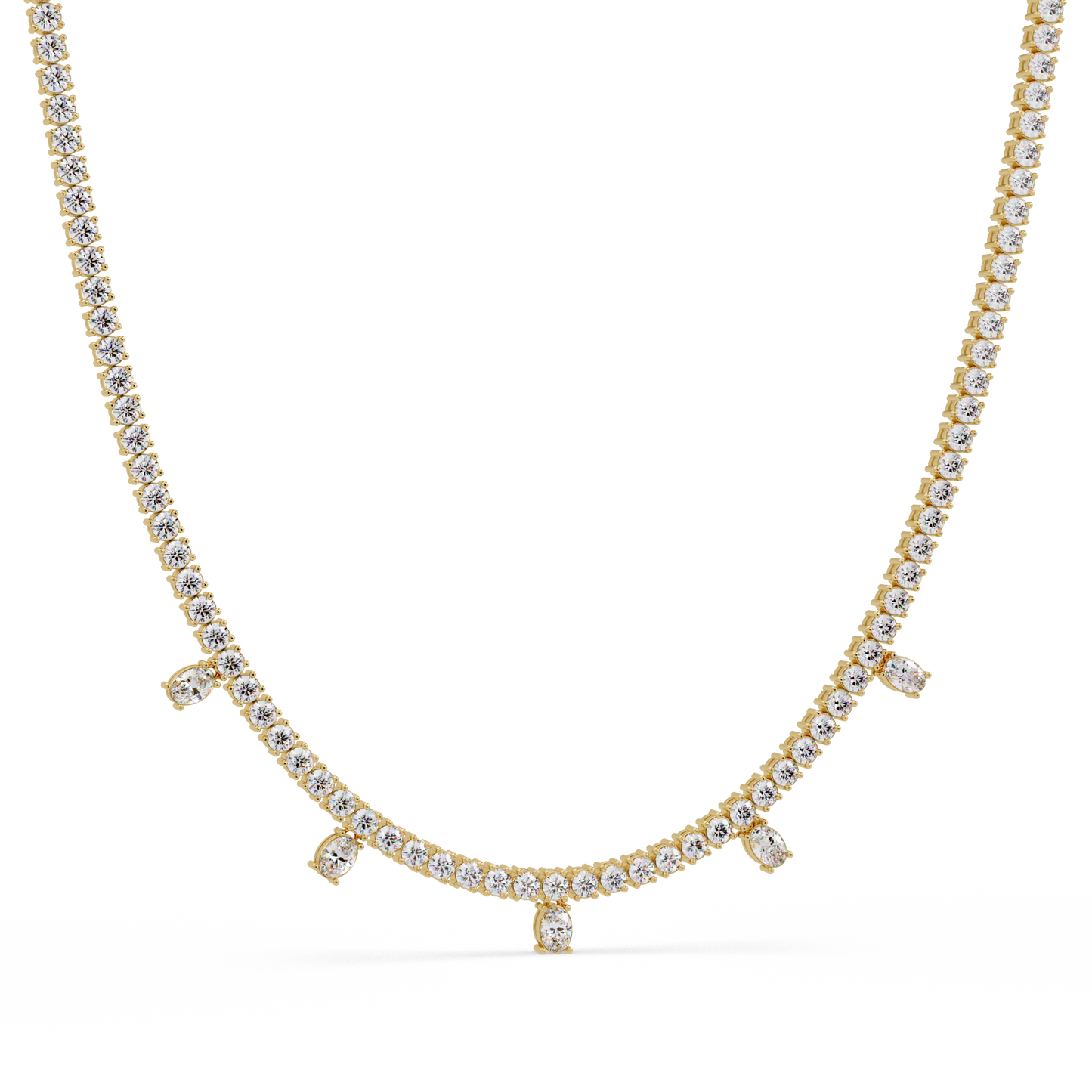 Round Lab-Grown Drop Tennis Diamond Necklace in Rose Gold - HIGHCARAT DIAMONDS