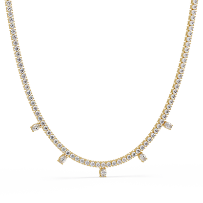 Round Lab-Grown Drop Tennis Diamond Necklace in Rose Gold - HIGHCARAT DIAMONDS