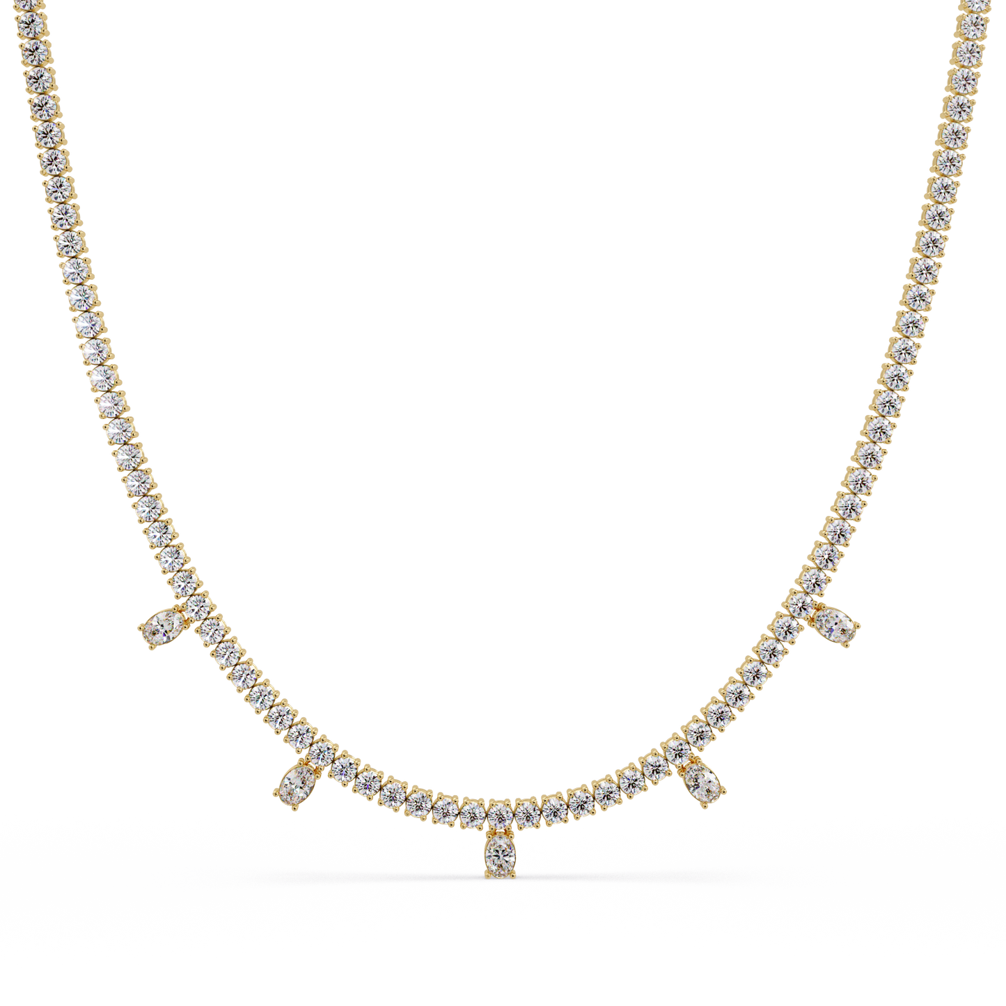 Round Lab-Grown Drop Tennis Diamond Necklace in Rose Gold - HIGHCARAT DIAMONDS