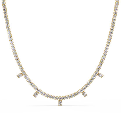 Round Lab-Grown Drop Tennis Diamond Necklace in Rose Gold - HIGHCARAT DIAMONDS