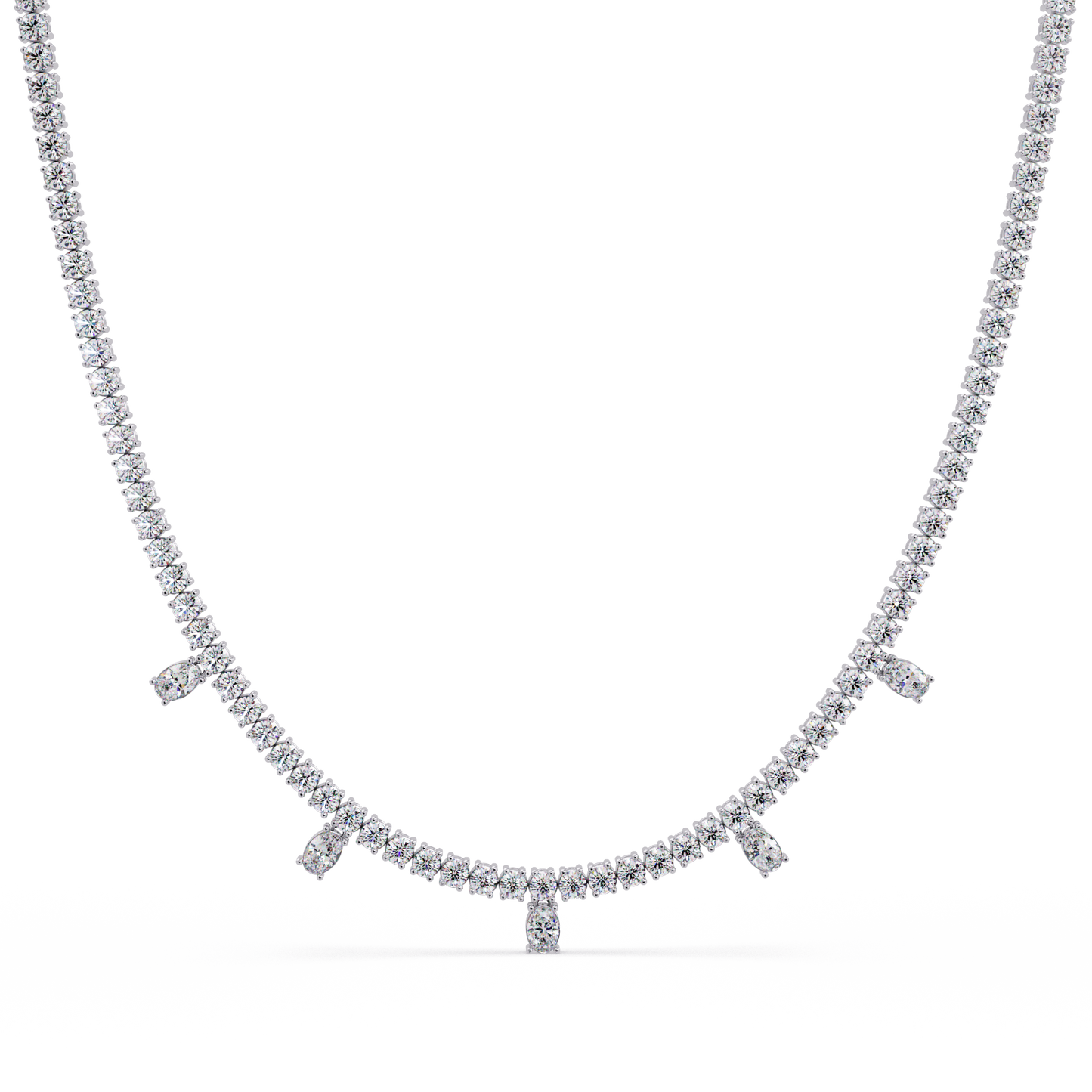 Round Lab-Grown Drop Tennis Diamond Necklace in Rose Gold - HIGHCARAT DIAMONDS