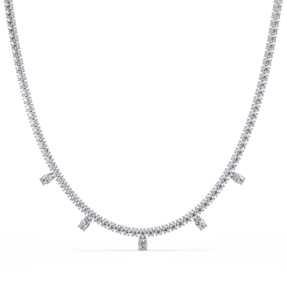 Round Lab-Grown Drop Tennis Diamond Necklace in Rose Gold - HIGHCARAT DIAMONDS
