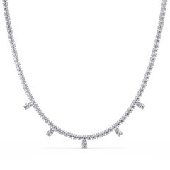 Round Lab-Grown Drop Tennis Diamond Necklace in Rose Gold - HIGHCARAT DIAMONDS