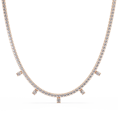 Round Lab-Grown Drop Tennis Diamond Necklace in Rose Gold - HIGHCARAT DIAMONDS