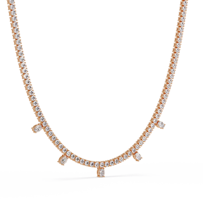 Round Lab-Grown Drop Tennis Diamond Necklace in Rose Gold - HIGHCARAT DIAMONDS