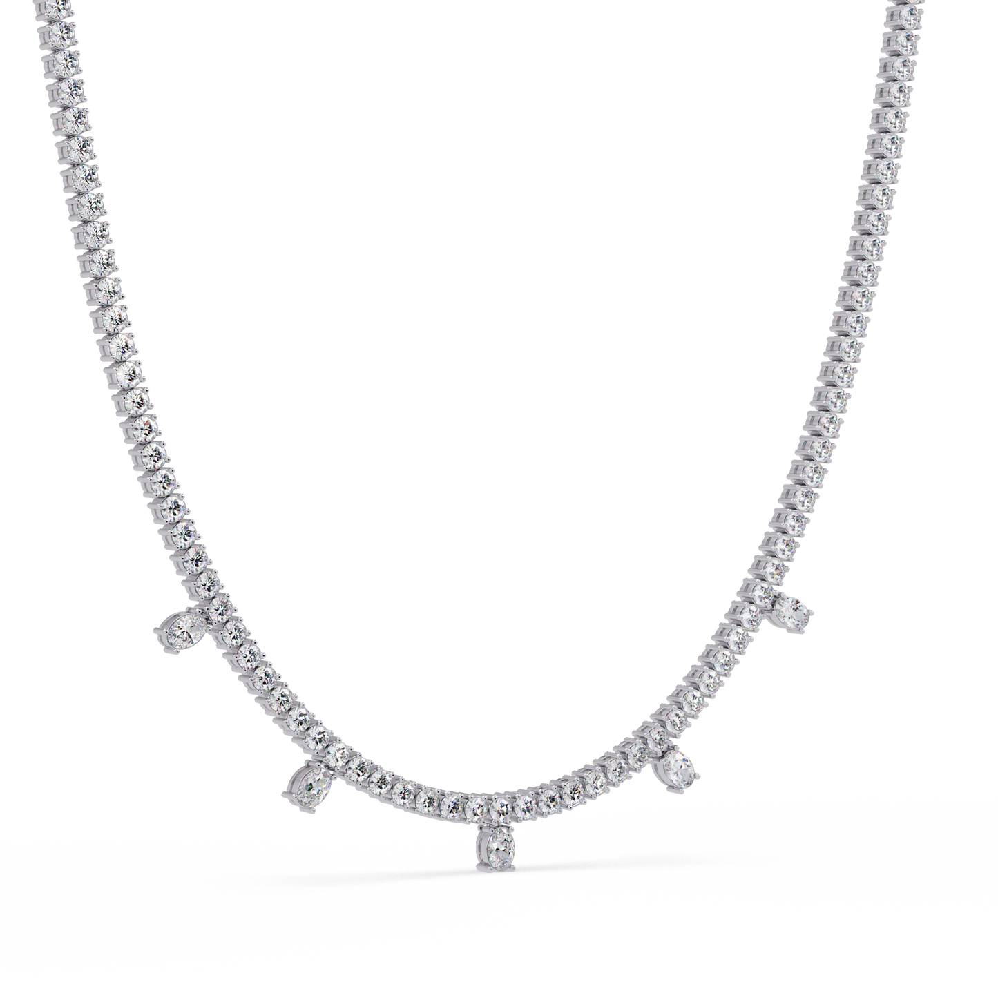 Round Lab-Grown Drop Tennis Diamond Necklace in Rose Gold - HIGHCARAT DIAMONDS
