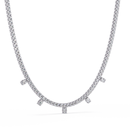 Round Lab-Grown Drop Tennis Diamond Necklace in Rose Gold - HIGHCARAT DIAMONDS