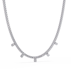 Round Lab-Grown Drop Tennis Diamond Necklace in Rose Gold - HIGHCARAT DIAMONDS