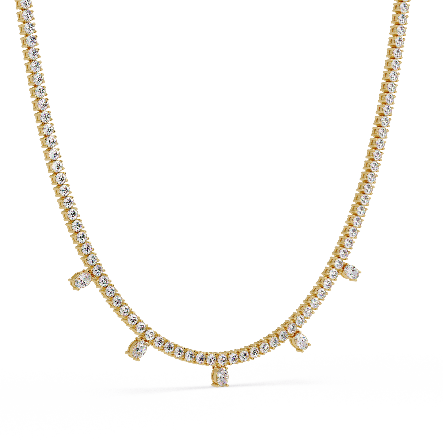 Round Lab-Grown Drop Tennis Diamond Necklace in Rose Gold - HIGHCARAT DIAMONDS