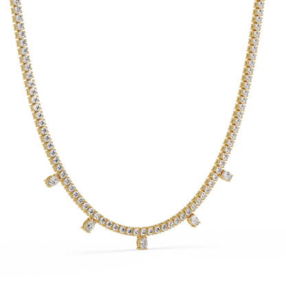 Round Lab-Grown Drop Tennis Diamond Necklace in Rose Gold - HIGHCARAT DIAMONDS