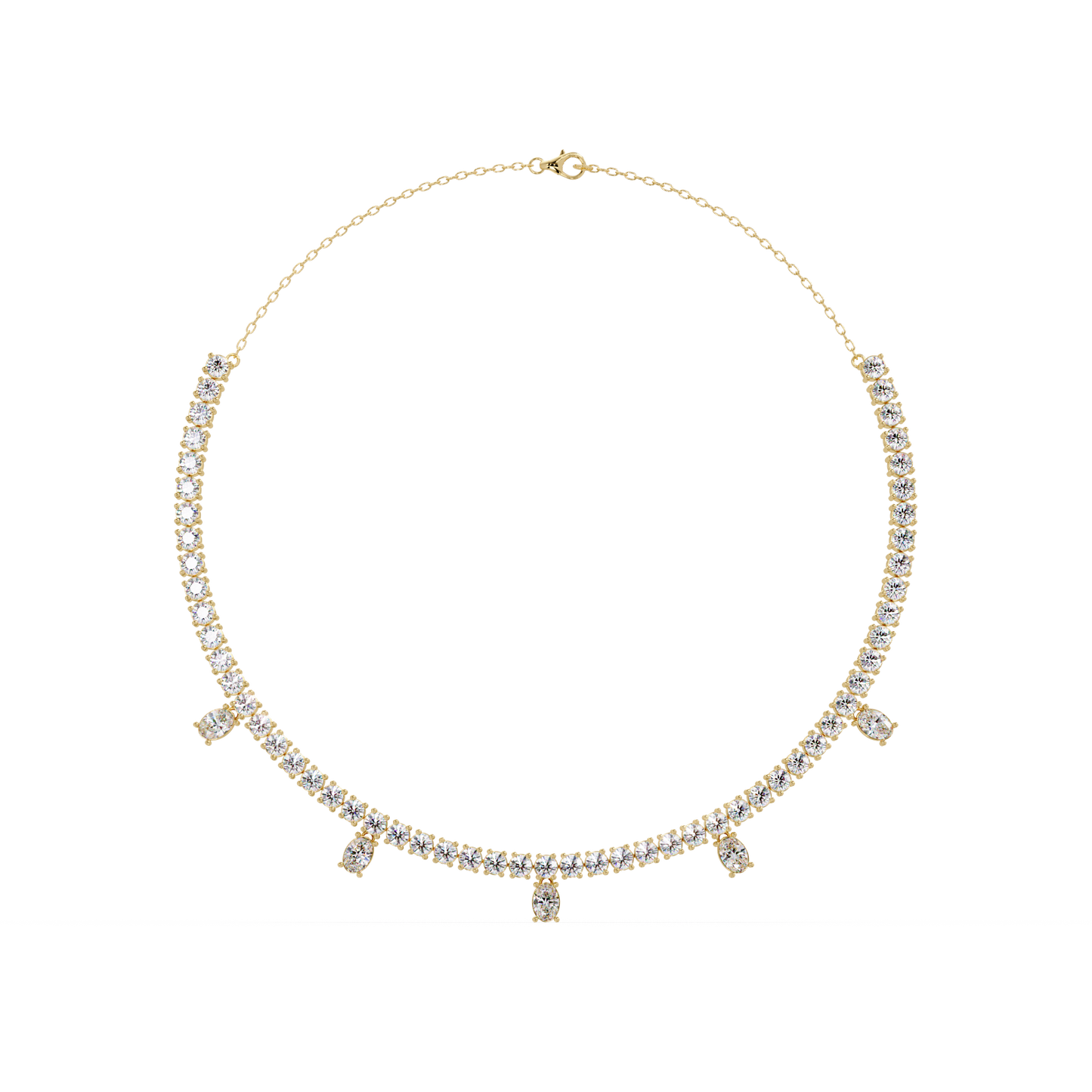 Round Lab-Grown Drop Tennis Diamond Necklace in Rose Gold - HIGHCARAT DIAMONDS