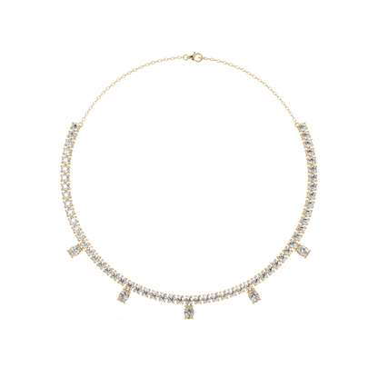 Round Lab-Grown Drop Tennis Diamond Necklace in Rose Gold - HIGHCARAT DIAMONDS