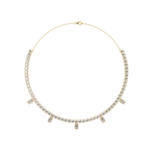 Round Lab-Grown Drop Tennis Diamond Necklace in Rose Gold - HIGHCARAT DIAMONDS