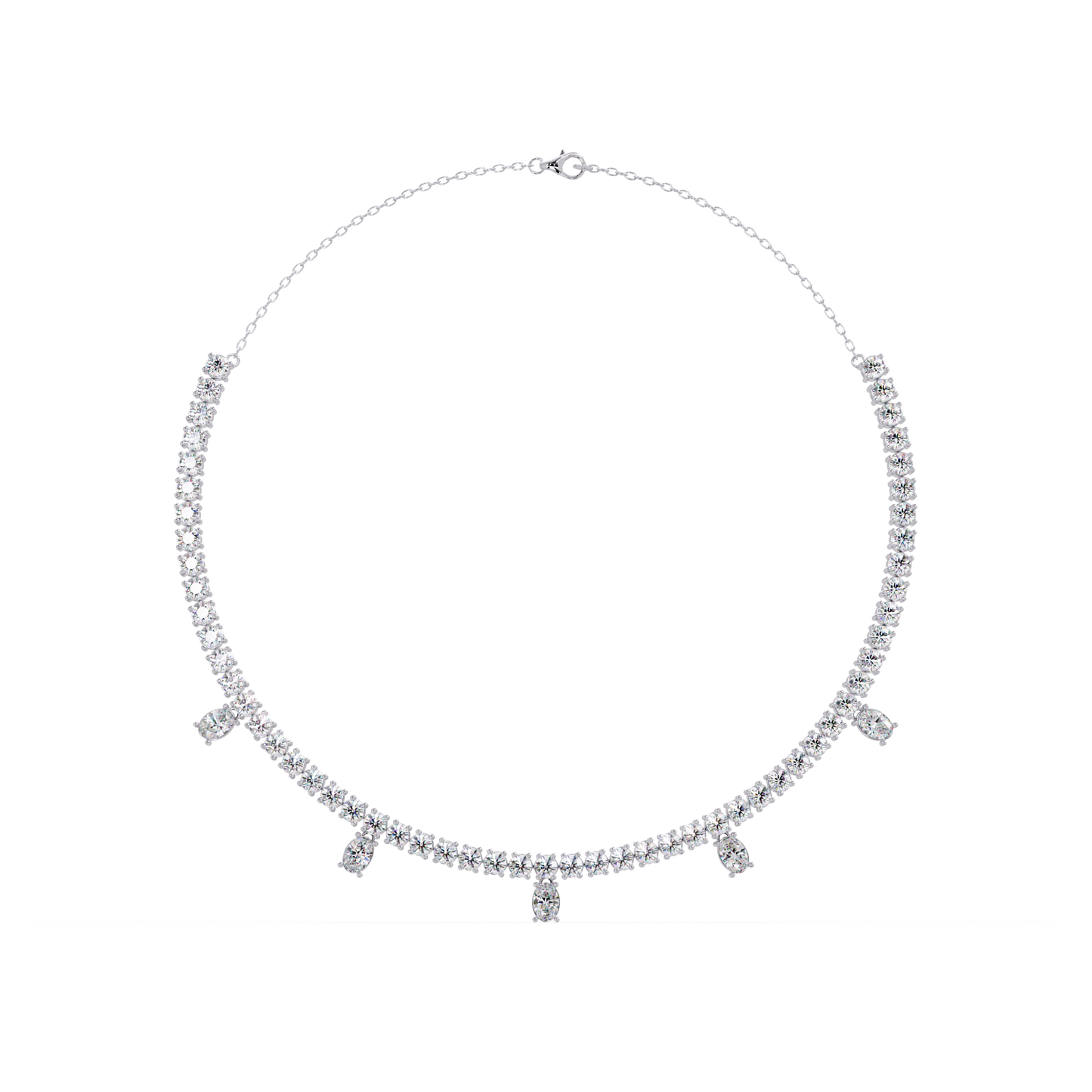 Round Lab-Grown Drop Tennis Diamond Necklace in Rose Gold - HIGHCARAT DIAMONDS