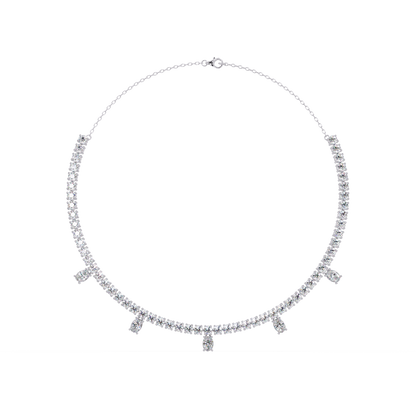 Round Lab-Grown Drop Tennis Diamond Necklace in Rose Gold - HIGHCARAT DIAMONDS