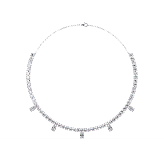 Round Lab-Grown Drop Tennis Diamond Necklace in Rose Gold - HIGHCARAT DIAMONDS