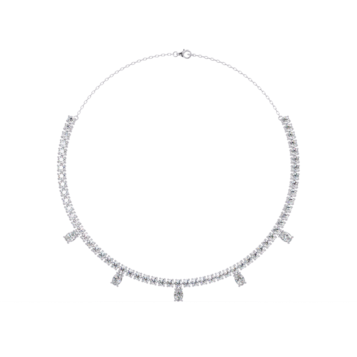 Round Lab-Grown Drop Tennis Diamond Necklace in Rose Gold - HIGHCARAT DIAMONDS