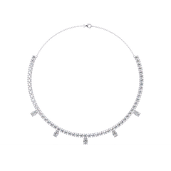 Round Lab-Grown Drop Tennis Diamond Necklace in Rose Gold - HIGHCARAT DIAMONDS