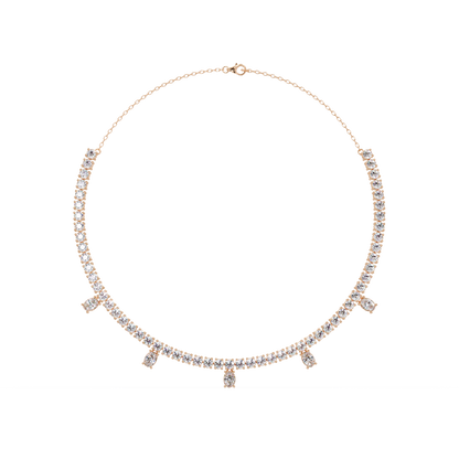 Round Lab-Grown Drop Tennis Diamond Necklace in Rose Gold - HIGHCARAT DIAMONDS