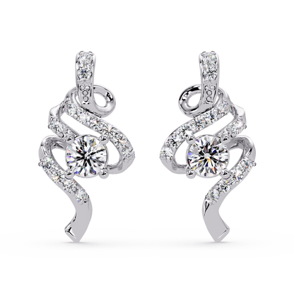 Round Lab Grown Snake Shape Rose Gold Unique Diamond Earring - HIGHCARAT DIAMONDS
