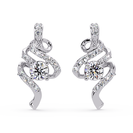 Round Lab Grown Snake Shape Rose Gold Unique Diamond Earring - HIGHCARAT DIAMONDS
