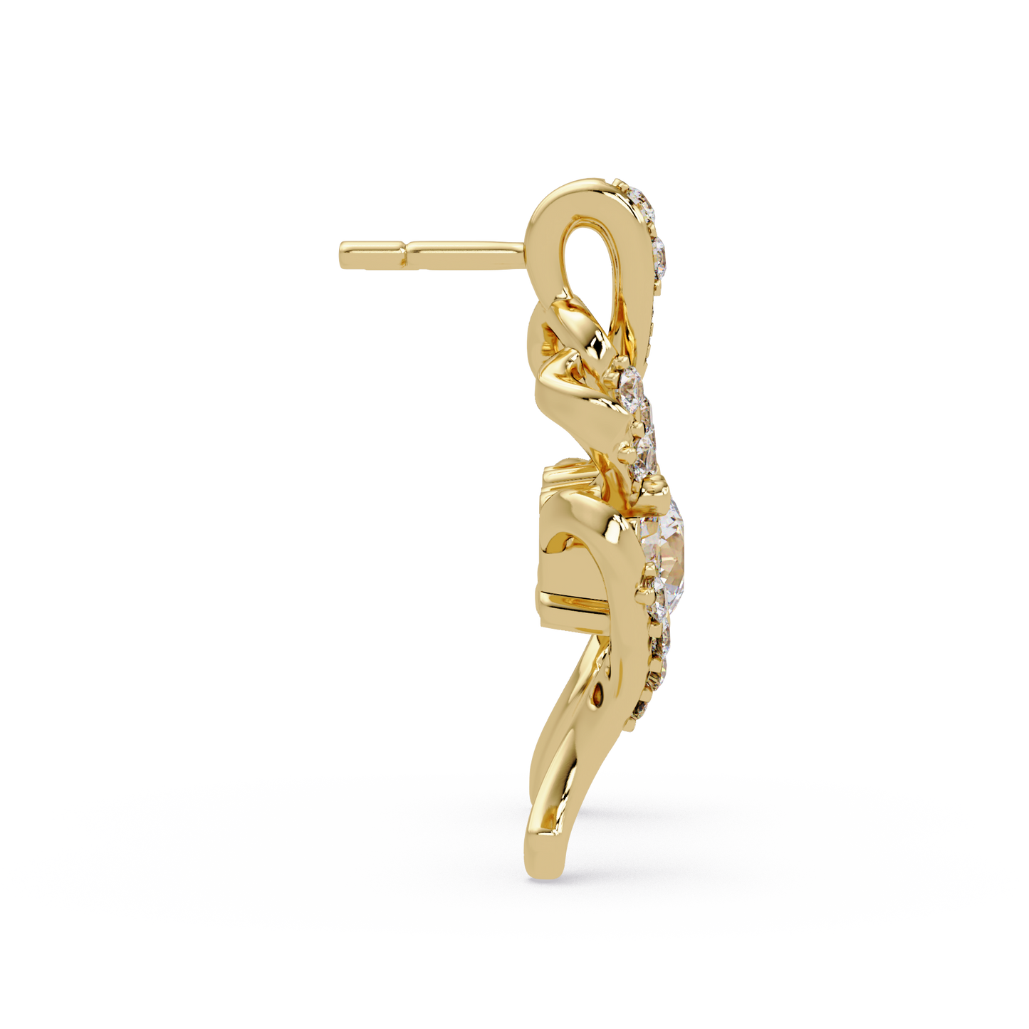 Round Lab Grown Snake Shape Rose Gold Unique Diamond Earring - HIGHCARAT DIAMONDS