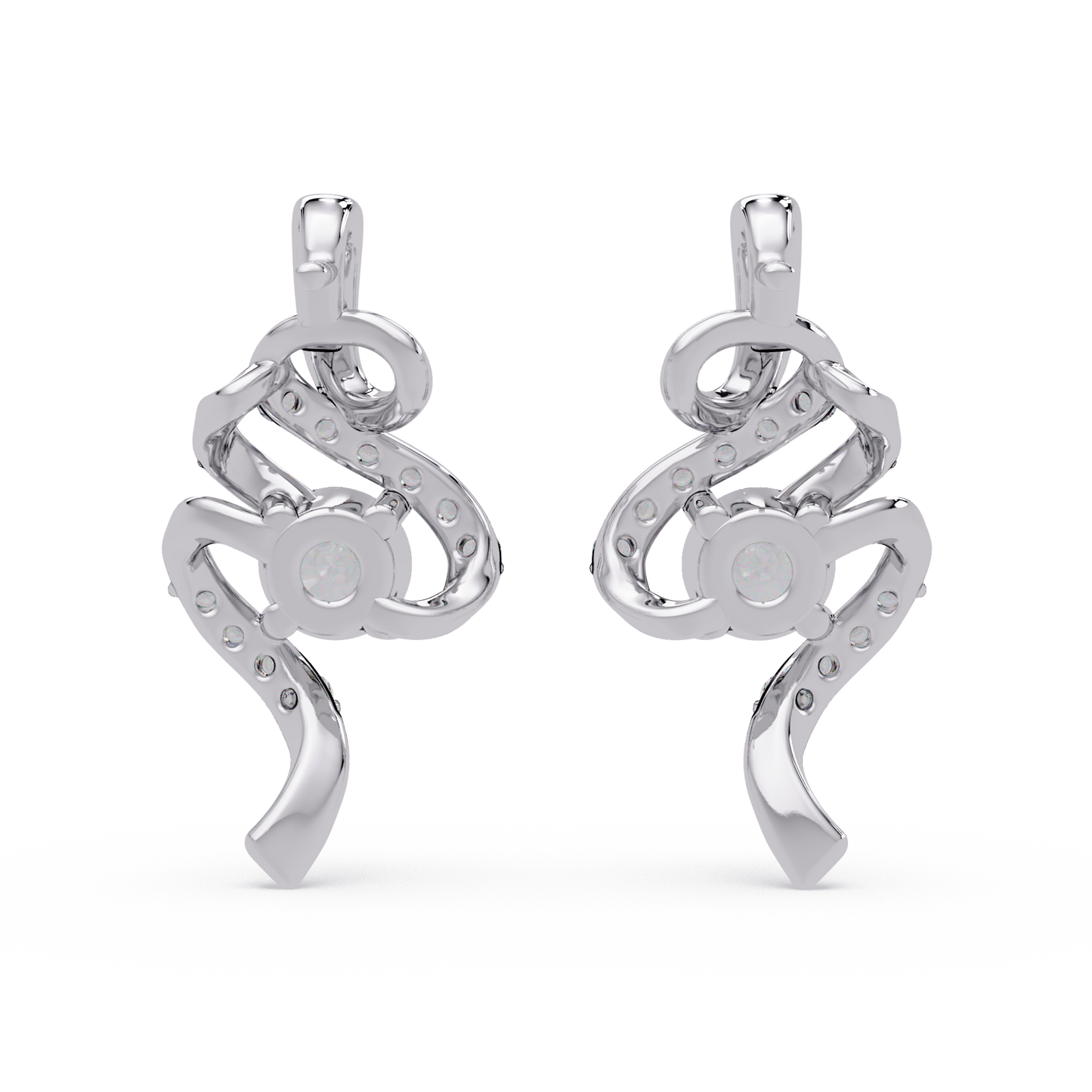Round Lab Grown Snake Shape Rose Gold Unique Diamond Earring - HIGHCARAT DIAMONDS