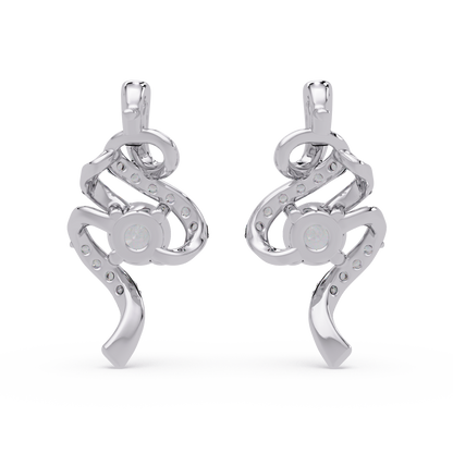 Round Lab Grown Snake Shape Rose Gold Unique Diamond Earring - HIGHCARAT DIAMONDS