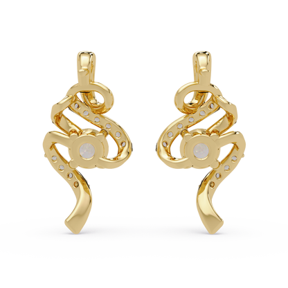 Round Lab Grown Snake Shape Rose Gold Unique Diamond Earring - HIGHCARAT DIAMONDS