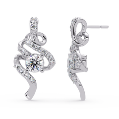 Round Lab Grown Snake Shape Rose Gold Unique Diamond Earring - HIGHCARAT DIAMONDS