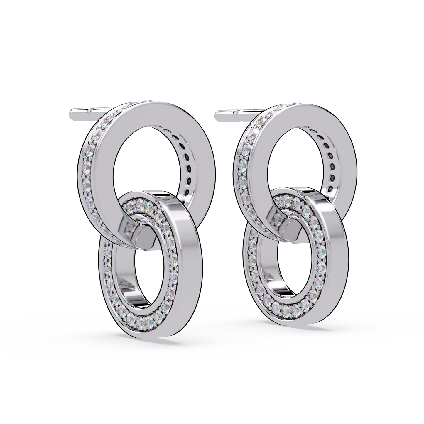 Round Lab Grown Two Circle Shape Unique Diamond Earring - HIGHCARAT DIAMONDS