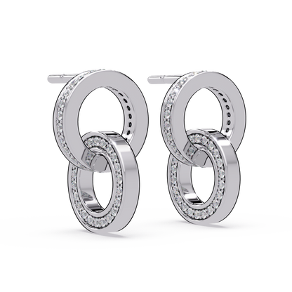 Round Lab Grown Two Circle Shape Unique Diamond Earring - HIGHCARAT DIAMONDS