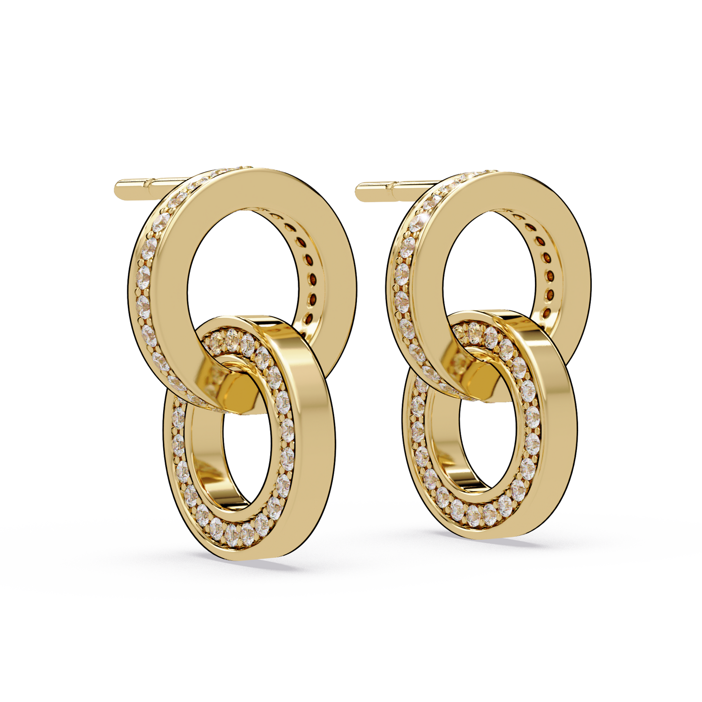 Round Lab Grown Two Circle Shape Unique Diamond Earring - HIGHCARAT DIAMONDS