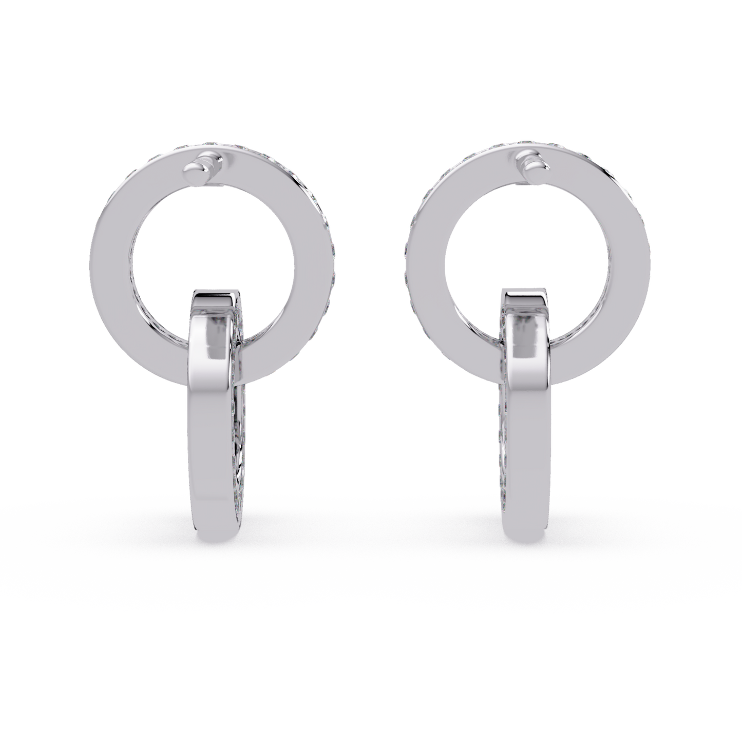 Round Lab Grown Two Circle Shape Unique Diamond Earring - HIGHCARAT DIAMONDS