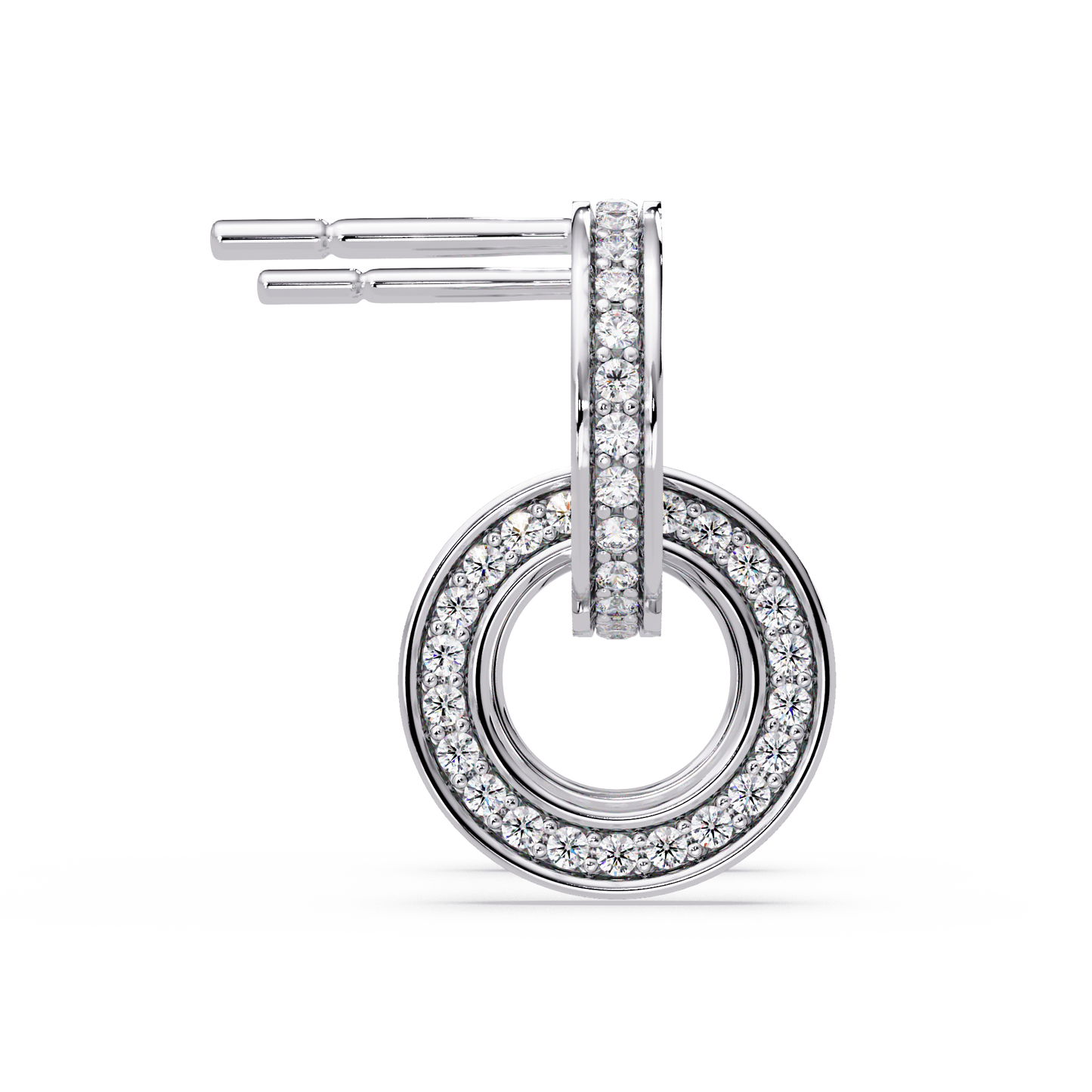 Round Lab Grown Two Circle Shape Unique Diamond Earring - HIGHCARAT DIAMONDS