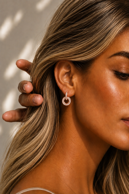 Round Lab Grown Two Circle Shape Unique Diamond Earring - HIGHCARAT DIAMONDS