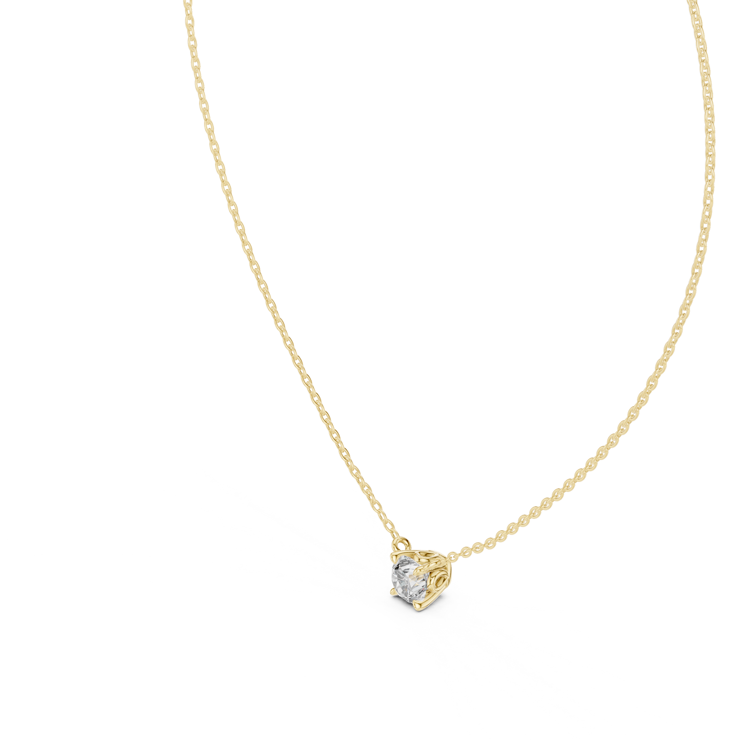 Stunning 10k Solid Yellow Gold Round Shape 0.85 Ct Lab Grown Diamond Pendant For Her - HIGHCARAT DIAMONDS