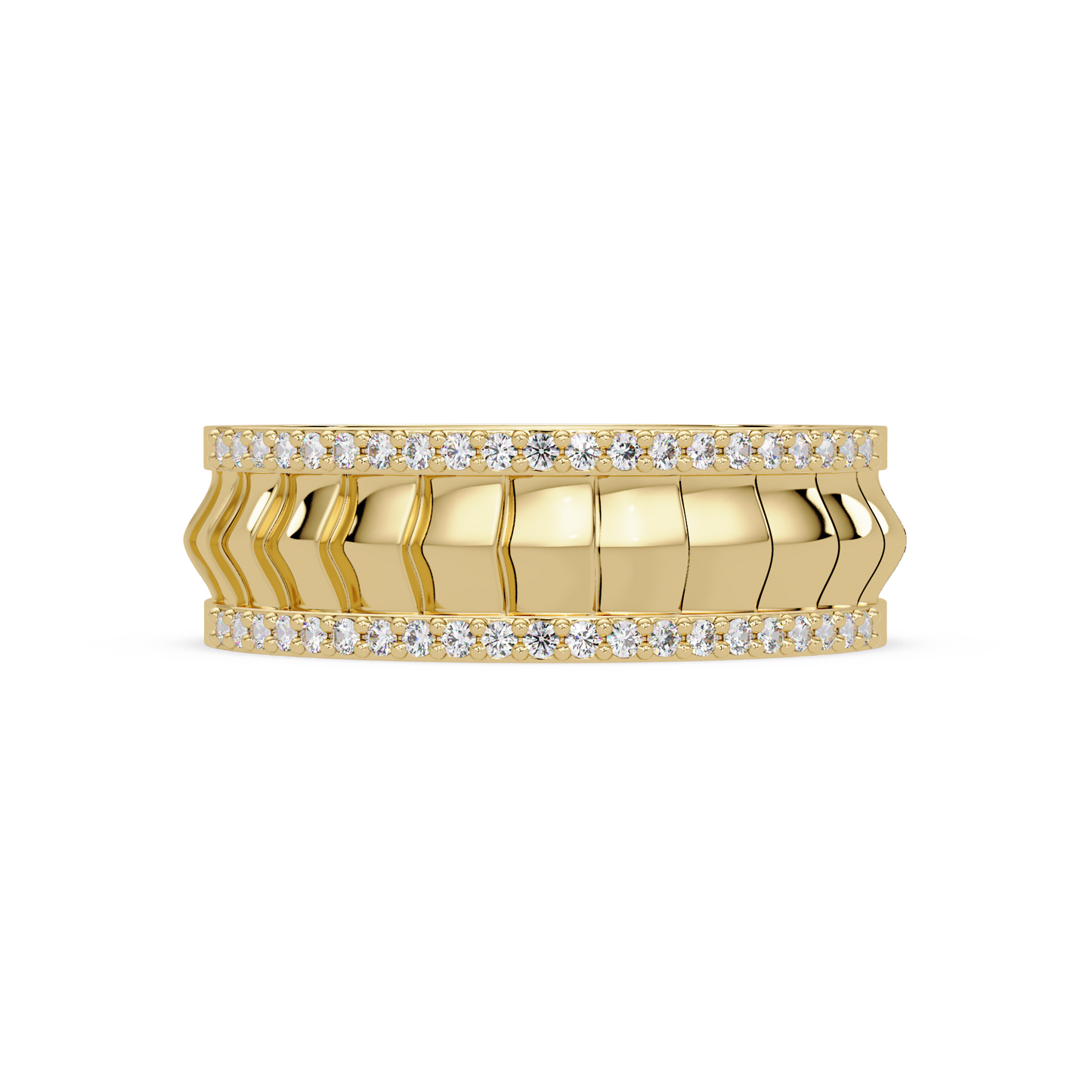 Round Lab grown Diamond Border Sculpted Band Ring - HIGHCARAT DIAMONDS