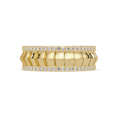 Round Lab grown Diamond Border Sculpted Band Ring - HIGHCARAT DIAMONDS