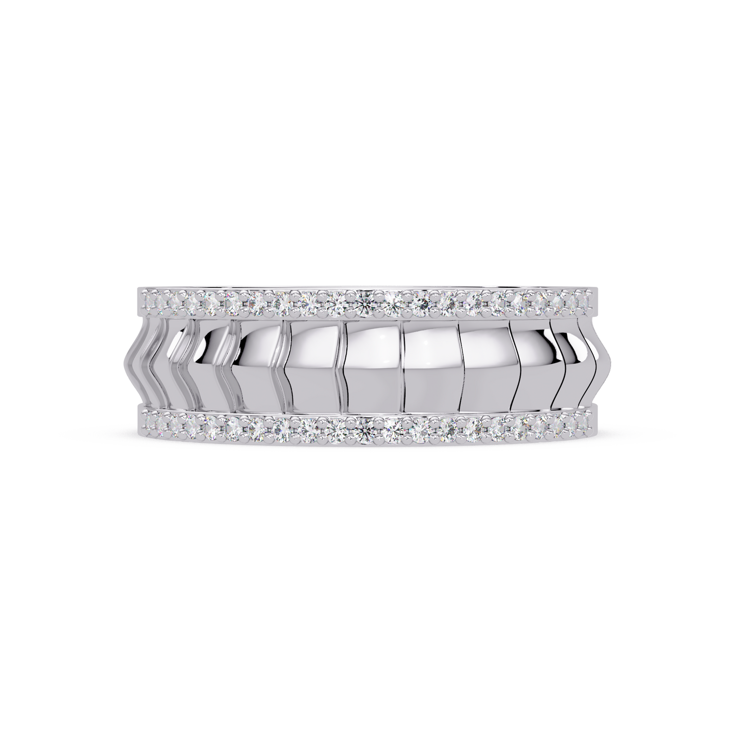 Round Lab grown Diamond Border Sculpted Band Ring - HIGHCARAT DIAMONDS