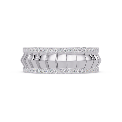 Round Lab grown Diamond Border Sculpted Band Ring - HIGHCARAT DIAMONDS