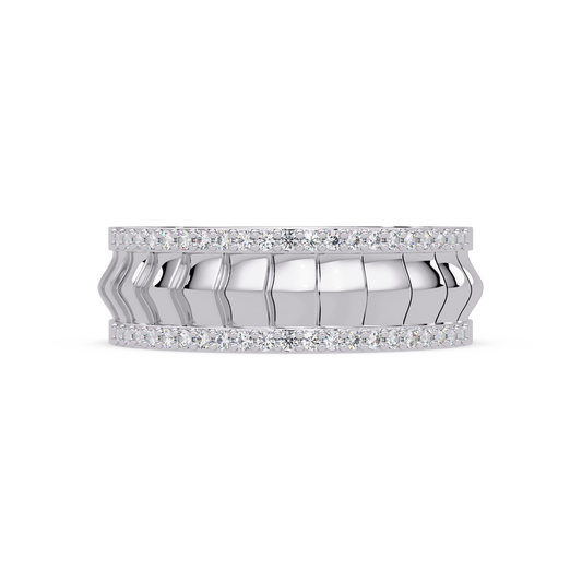 Round Lab grown Diamond Border Sculpted Band Ring - HIGHCARAT DIAMONDS