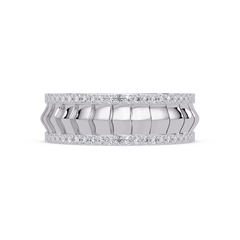 Round Lab grown Diamond Border Sculpted Band Ring - HIGHCARAT DIAMONDS
