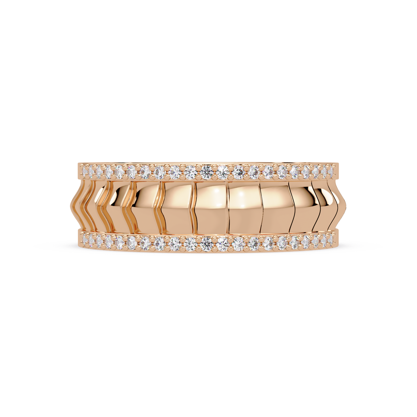 Round Lab grown Diamond Border Sculpted Band Ring - HIGHCARAT DIAMONDS